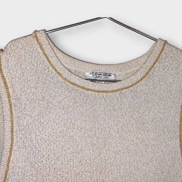 Vtg St. John Sweater Sz P Cream Gold Luxe Sleeveless Sport by Marie Gray - Picture 3 of 10